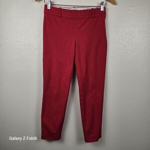 J.Crew Mercantile Red Slim Ankle Pants 0 Old Money Workwear AS SEEN ON TV Meghan
